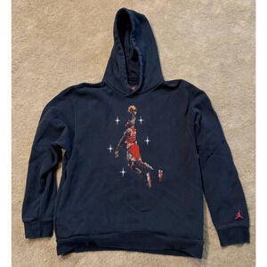 Nike Jordan Hoodie Mens Soaring Jordan Size L Black Embroidered Graphic